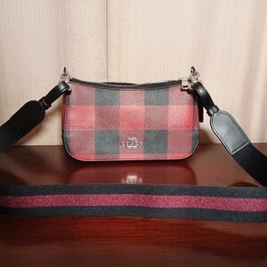 Coach  Jes Baguette Crossbody With Buffalo Plaid